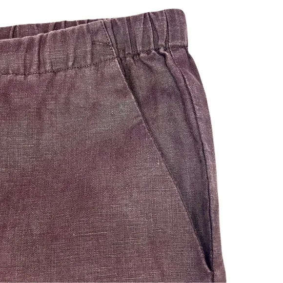 Kate Hill Chocolate Draw String Ankle Length Linen Pants - Picture 4 of 9